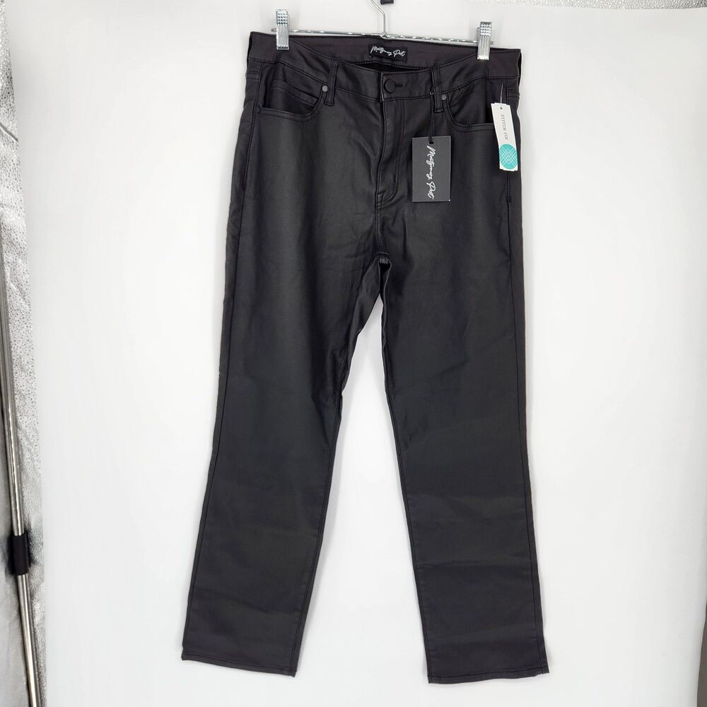 Montgomery Post Black Size 12 Gracie Mid Rise Coated Straight Jeans NWT